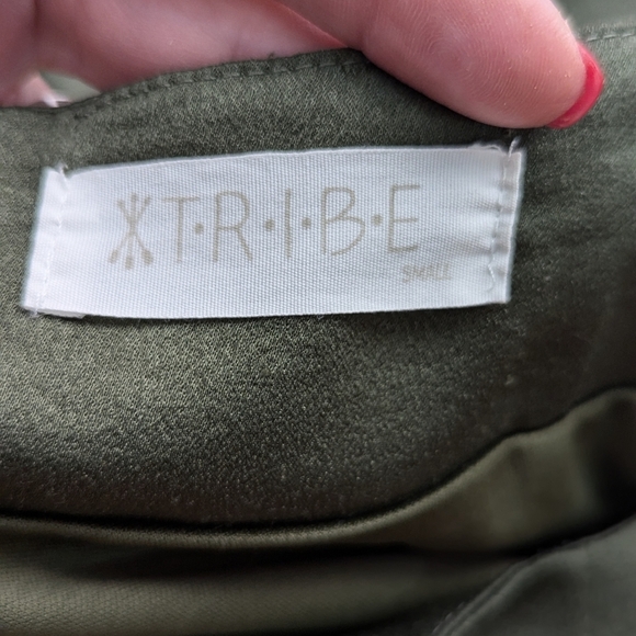 XTRIBE Olive Green Wide Leg Dress Pants Size Small | Minimalist Chic - Picture 4 of 10